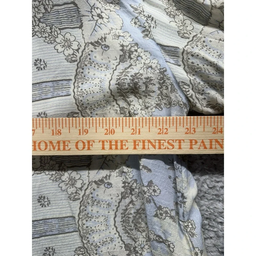 Free‎ People Virgo Baby Button Down Long Sleeve Floral Blue Stripes Boho Medium - Picture 9 of 10